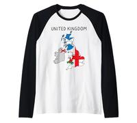 Regno Unito Isole Britanniche Scozia Galles Inghilterra Regno Unito Mappa Maglia con Maniche Raglan