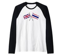 Regno Unito Thailandia Attraversato Bandiere British Thai Unity Maglia con Maniche Raglan