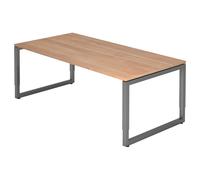 REGO 2E G | Scrivania - 200x100 regolabile in altezza Noce/Grafite