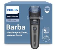 Regolabarba Philips serie 7000 - Lame in metallo autoaffilanti, 40 impostazioni di lunghezza, tecnologia BeardSense, raccoglitore peli, impermeabile, supporto ricarica, custodia morbida, BT7660/15