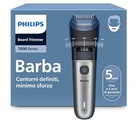 Regolabarba Philips serie 7000 - Lame in metallo autoaffilanti, 40 impostazioni di lunghezza, tecnologia BeardSense, raccoglitore per peli, 100% impermeabile, rifinitore ampio, modello BT7670/15