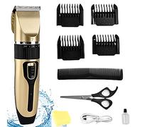 Regolabarba Uomo Tagliacapelli Professionale Capelli, Tagliacapelli Uomo Tagliatrice, Taglierina Barbiere Elettrica Trimmer con 4 Pettini Regolabili, Pale Ceramica-Titanio, Ricaricabile USB Senza Fili