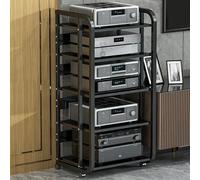 Regolabile 3/4/5 livelli AV Ma Stand on Wheels Nero HiFi Amplificatore & Console di Gioco Mensola Open Design Proiettore Mensola 110 cm/43.3 in Ideale per Home Theater Setup