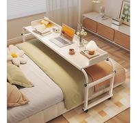 Regolabile a 360° Rolling Laptop Bed Table Portable Eating Desk White Auxiliary Desk for Bed Multi-Purpose Folding Table with Wheels Ideal for Home & Office Use