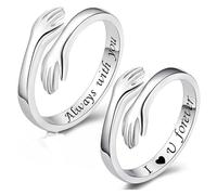 Regolabile in argento a forma di abbraccio, Anelli Dell'abbraccio della Mano Anello per Mani per Donne Anelli di Ordito Impilabili in Gioielli per il Pollice del Dito per L'anniversario di Compleanno