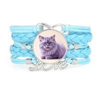 Regolabile In Pelle Intrecciata Con Ciondolo A Forma Di Gatto Cremoso E Inf
