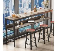 Regolabile rettangolare Bar Table High Counter Dining Table with Footrest & Metal Frame Perfect for Small Spaces in Kitchen & Living Room Pub Coffee Desk (Color2 16)