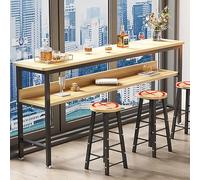 Regolabile rettangolare Bar Table High Top Dining Table with Footrest Metal Frame Pub Desk for Small Spaces Ideal for Kitchen & Living Room (Color1 18)
