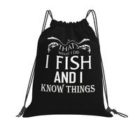 Regolabile Sacca Sportiva That's Whats I Do I Fish And I Know Things Pieghevole Zaino per Bambini 36x42cm per Spiaggia,Nuoto,Uso Quotidiano