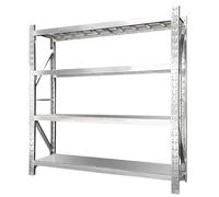 Regolabile Scaffalatura Robusta In Acciaio Inossidabile, Organizzatore A 4 Ripiani Per Garage Ristoranti Cucine Fabbriche, Scaffale Portautensili, Scaffalatura Commerciale(Silver,180x60x150cm)
