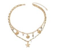 Regolabile Shell & Pearl Beach Collana 18+3cm Impilabile Gioielli Per Le Donne Vacanza Stratificazione Accessori Spiaggia Gioielli Vacanza, Misura unica, come descritto, come descritto