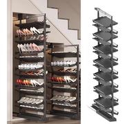 RegolabileOutScarpeRackImpilabileMetalVerticalOrganizerperClosetSpaceSing15TierStorageSolutionforPiccole Camere da lettoRetrattileNero (75cm)