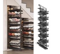 RegolabileOutShoeRackImpilabileMetalloVerticaleShelfforSpaceSingClosetStorageRetrattileDesign per Piccole Camere da letto13TierBlackOrganizer (53cm)