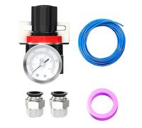 Regolatore aria compressa AR2000 da 1/4" con valvola di regolazione della pressione e manometro, tubo dell'aria da 10 m e 8 x 5"