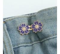 Regolatore di bottoni a forma di fiore di ciliegio per pantaloni e gonne, fibbia regolabile per cintura in vita per jeans, nessuna cucitura richiesta - Viola