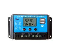 Regolatore di Carica, Controller di ricarica solare intelligente da 20 A con display LCD e prese USB, luci diritte 12/24 V(24V)