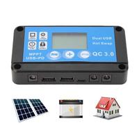 Regolatore di carica per pannello solare, impermeabile DC 12 V 24 V, display LCD con tecnologia di parametri regolabile, due porte di uscita USB a ricarica rapida, design intelligente del