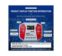 Regolatore di Carica Solare 12V 24V 48V Regolatore Fotovoltaico Automatico con Display LCD 4 Porte USB per Batterie al Piombo e al Litio 40A