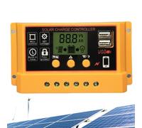 Regolatore Di Carica Solare,12V/24V Regolazione Automatica Dei Parametri - Doppio USB 30A Regolatore | Per Campeggio All'Aperto Casa Laboratorio Nautico Fattoria Cabina