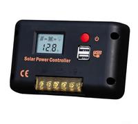 Regolatore di carica solare da 30 A con tecnologia PWM, progettato per sistemi di batterie da 12 V o 24 V, doppia uscita USB, microcontroller industriale, protezione da sovraccarico e inversione di