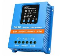 Regolatore di Carica Solare Intelligente 80A Tecnologia Ibrida MPPT, Rilevamento Automatico 12V/24V/36V/48V, Ingresso PV Max 100V, Display LCD, Doppio USB