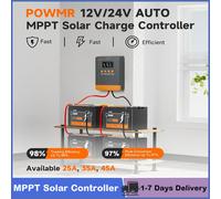 Regolatore di Carica Solare MPPT 25A 35A 45A con Display LCD, 12V 24V Auto, per Casa, Camper, Barca, Batteria - Disponibile in Magazzino UE