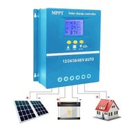 Regolatore di carica solare, regolatore solare MPPT, Controller per energia solare 2 porte USB con sette modalità, Pannello di carica solare con monitoraggio intuitivo per solare, villa,