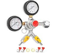 Regolatore di CO2 di tipo Y per Kegerator, CGA-320 Regolatore di CO2 Regolatore del serbatoio di CO2 con valore in rilievo, regolatore della birra a doppio calibro con 4 fascette stringitubo Accessori