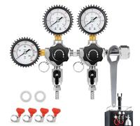 Regolatore di CO2 per distributore a torre di birra Kegerator a doppio rubinetto con una chiave, 0-60 psi Regolatore di CO2 per barili di birra Kegerator Regolatore di pressione del gas CO2 con