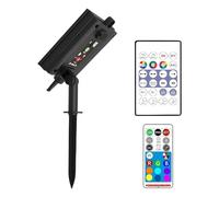 Regolatore di luce solare con telecomando a 32 tasti e ricarica USB, pannello policristallino, controllo dell'illuminazione esterna RGB multi-modalità, design compatto, palo di terra per una facile