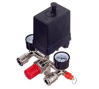 Regolatore di pressione 400 V con pressostato, 2 indicatori 0-12 bar, filettatura 1/2" (~21 mm), compressore ad aria compressa