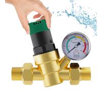 Regolatore di Pressione Acqua 3/4 pollice, DN20 Regolabile Riduttore di Pressione Acqua,con Manometro Pressione Acqua, Regolatore in Ottone per Negozi, Famiglia, Aree Esterne, Fabbriche