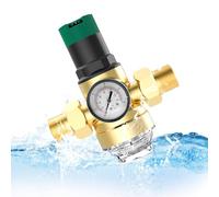 Regolatore di Pressione Acqua 3/4 pollice, DN20 Regolabile Riduttore di Pressione Acqua,con Manometro Pressione Acqua, Regolatore in Ottone per Negozi, Famiglia, Aree Esterne, Fabbriche