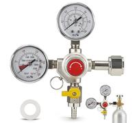 Regolatore di pressione CO2 con doppio manometro W21.8, Uscita singola | Professionale riutilizzabile con regolazione manuale della pressione, filettatura di uscita da 3/4" per birrifici