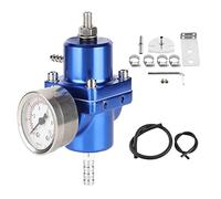 Regolatore di pressione del carburante, 0-140 PSI Regolatore di pressione del carburante,Regolatore di pressione del carburante universale in lega di alluminio FPR con tubo flessibile Regolabile(blu)