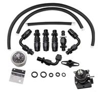 Regolatore di pressione del carburante con 6AN dritto e raccordi a 90 gradi più manometro per modifiche motore (nero)