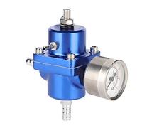 Regolatore di pressione del carburante universale, lega di alluminio Regolatore di pressione del carburante FPR universale con manometro calibro 0-140psi regolabile(blu)