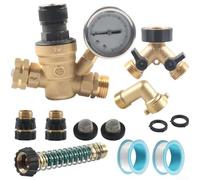 Regolatore di pressione dell'acqua per camper con raccordo in ottone da 3/4 di pollice e silicone riempito di olio 0-160 PSI manometro con filtro integrato (D)