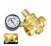 Regolatore di pressione dell'acqua regolabile in ottone con manometro per acqua calda e fredda, per riduttore a pistone per giardino, camper, rubinetti interni ed esterni, con chiave per