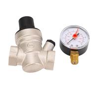 Regolatore di pressione dell'acqua Regolatore di Maniglia Regolabile in Ottone 0-140PSI RV Riduttore di Pressione Acqua con Misuratore Filtro in Acciaio Inox (DN20)