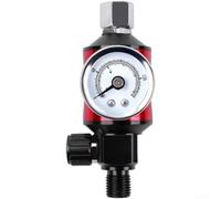 Regolatore di pressione dell'aria con manometro e filtro che separa acqua e olio, con connettore filettato da 1/4" e facile funzionamento della valvola di scarico (rosso)