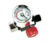 Regolatore di pressione dell'aria con manometro per apparecchiature a spruzzo, regolabile da 0 a 140 PSI, design con manopola di bloccaggio, adatto a connessioni standard da 1/4 NPT Air System (rosso)
