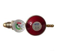 Regolatore di propano da 37 mbar con ingresso G7 e manometro, in ottone, compatibile con cilindri da 39 kg a 47 kg, sollievo di sicurezza per barbecue (B)