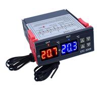 Regolatore di temperatura digitale doppio STC-3008 con due uscite a relè, termostato riscaldatore con sonda Regolatore di temperatura 24 V