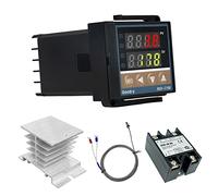 Regolatore di temperatura digitale PID REX-C100, 0 ℃ ~ 1300 ℃ Kit di controllo della temperatura intelligente, AC 110 V-240 V, termostato digitale PID con relè a stato solido SSR-40DA, termocoppia