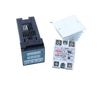 Regolatore di temperatura digitale PID REX-C100 220V + SSR max. 40A + termocoppia K, set regolatore PID + dissipatore di calore(Temperature)