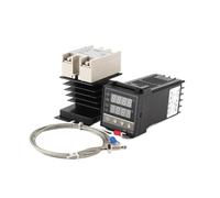 Regolatore di temperatura digitale REX-C100 PID 110V-240V + relè SSR 40A + sonda termocoppia 1M K + dissipatore di calore(Set2)