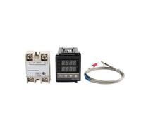 Regolatore di temperatura digitale REX-C100 PID 110V-240V + relè SSR 40A + sonda termocoppia 1M K + dissipatore di calore(Set1)