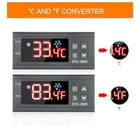 Regolatore di temperatura elettronico STC3000 con sensore sonda da 1 metro per applicazioni di raffreddamento e riscaldamento, intervallo di temperatura 50 99 Celsius, allarme e protezione da ritardo
