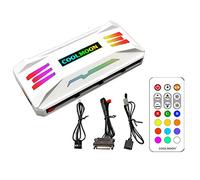 Regolatore di temperatura KLLsmDesign, adattatore per luce RGB per PC con telecomando, 8 porte per controller di velocità della ventola a 4 pin, 10 porte A-RGB a 3 pin da 5 V, con magnete (bianco)